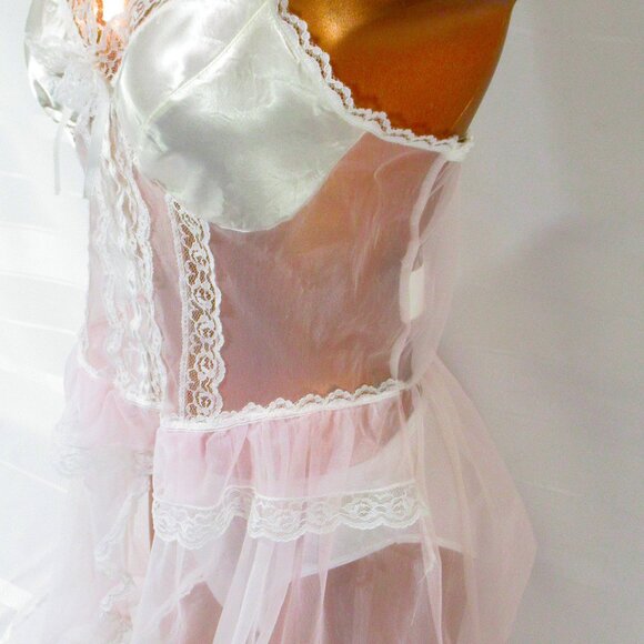 Vintage Nan Flower Satin/Nylon Nightgown - L - Picture 9 of 9